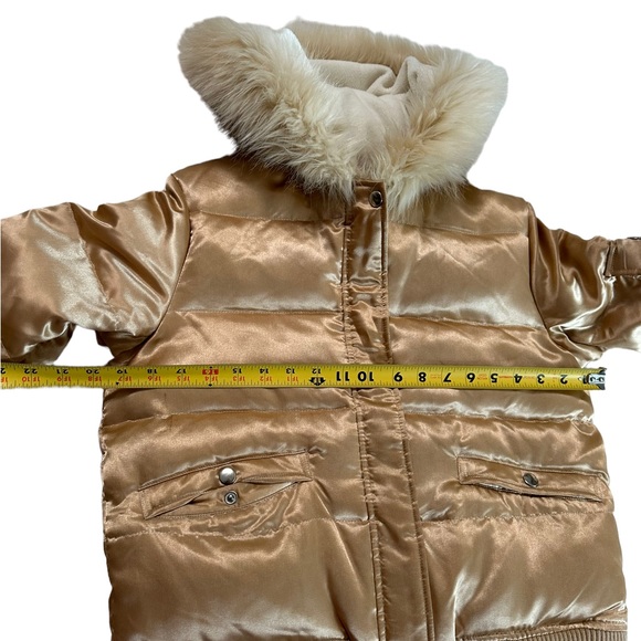 Moda International Gold Cream Fur Puffer Jacket Size Small - Picture 7 of 17